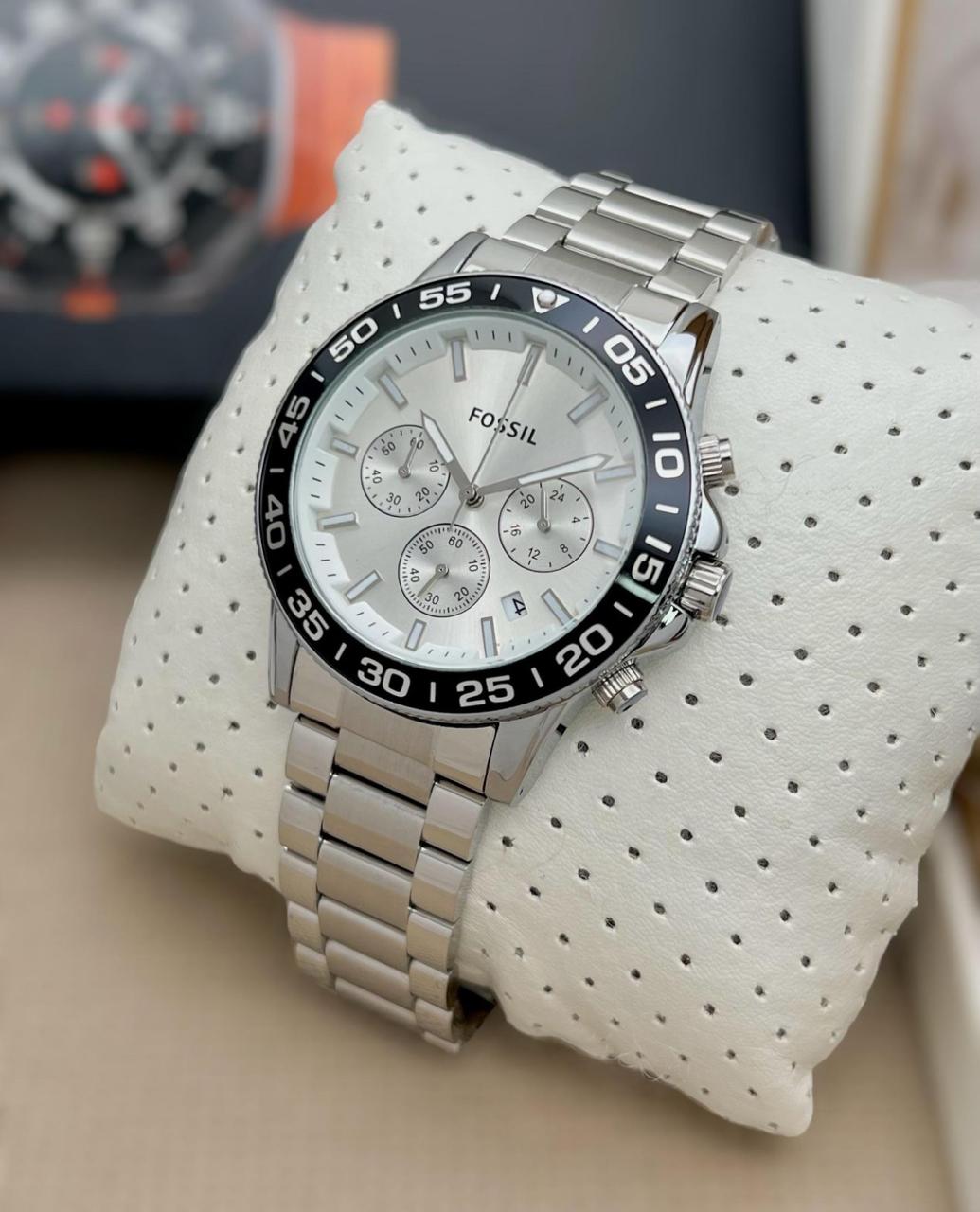 Fos Banon Silver White Chain Watch ( Battery Operated )