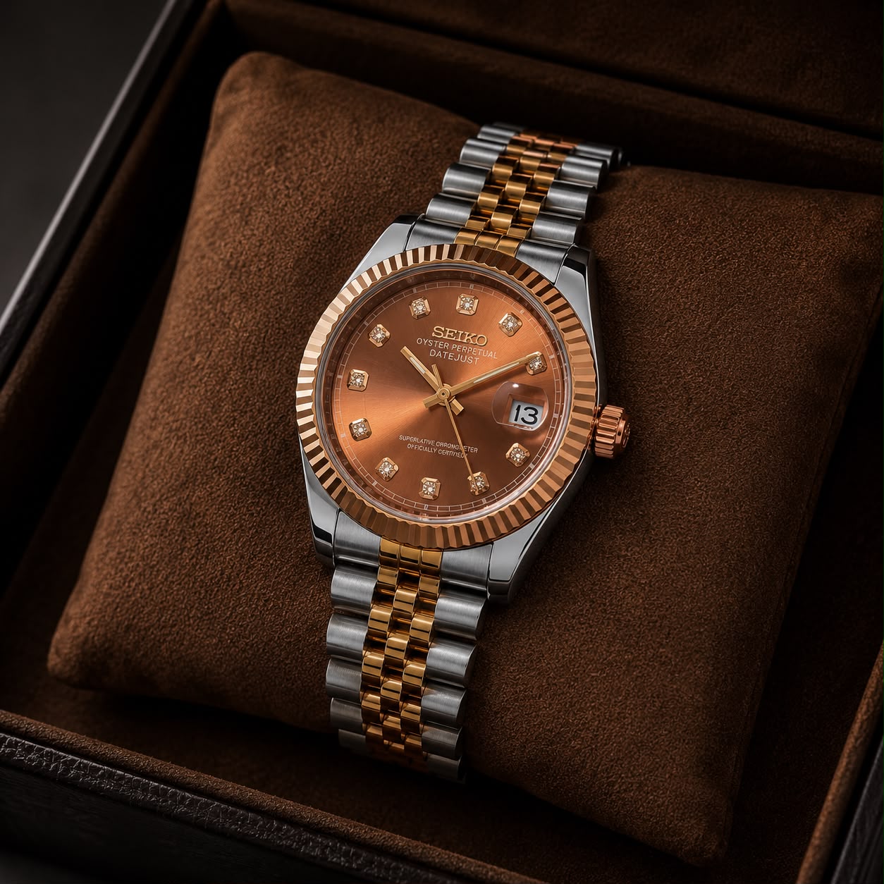 SEKO SUNBURST MODEL JUBLIEEE BELT Two Tone Rose Gold