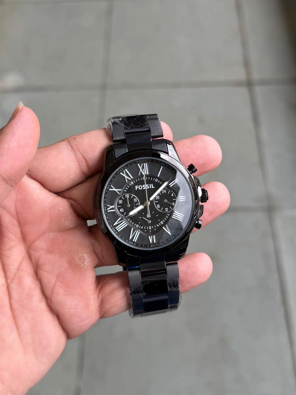 Fos Roman Dial Full Black Chain  Watch ( Battery Operated )