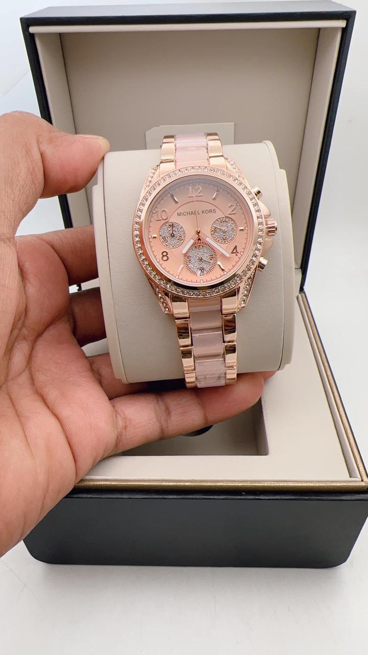 MK GIRLS Two Tone Pink Diamond Dial WOMENS WATCH ( Design 3 )