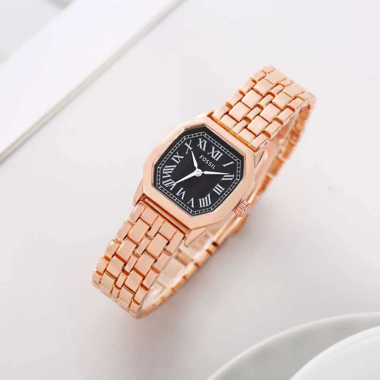 Fos Girls Rose Black Colour New  Roman Design Trending Girls Watch