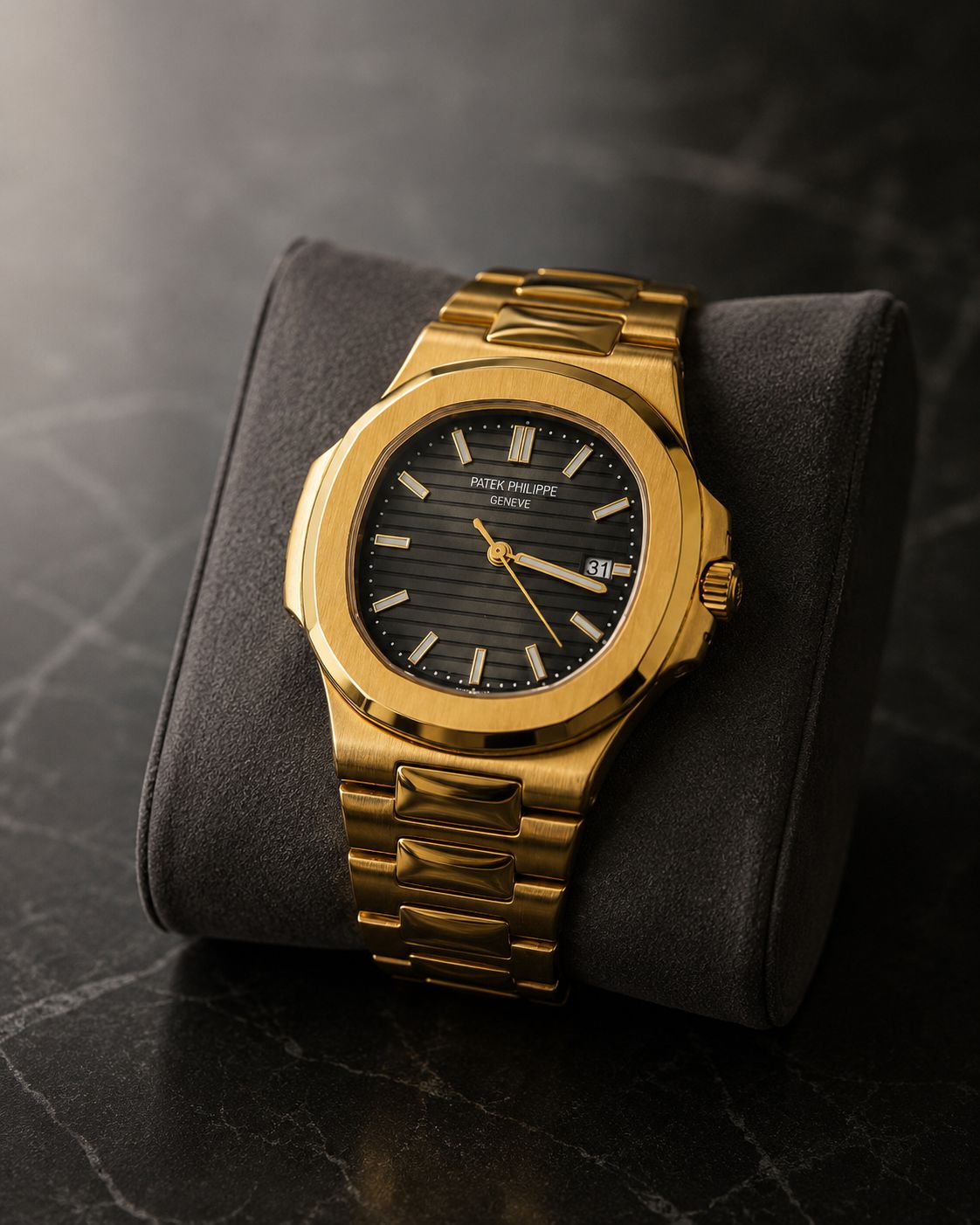 PP REGULAR QUARTZ  WATCH GOLD BLACK DIAL