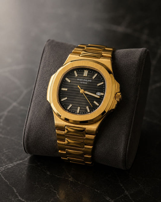 PP REGULAR QUARTZ  WATCH GOLD BLACK DIAL