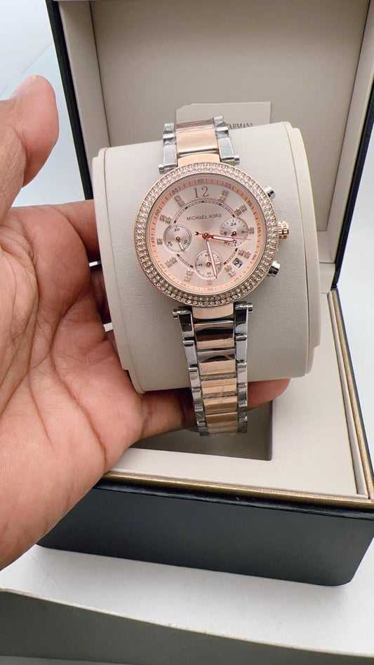 MK GIRLS REGULAR ROSE SILVER PINK DIAL  WOMENS WATCH