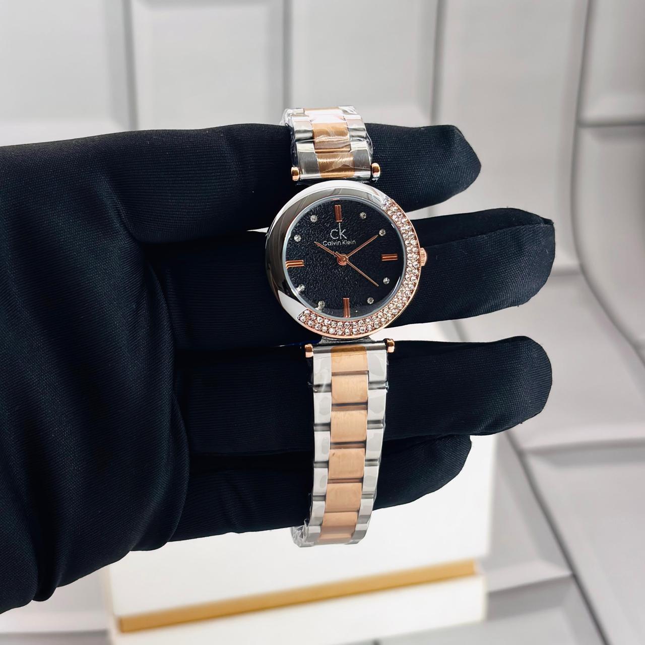C-K GIRLS WATCH TWO TONE Black DIAL DIAMOND