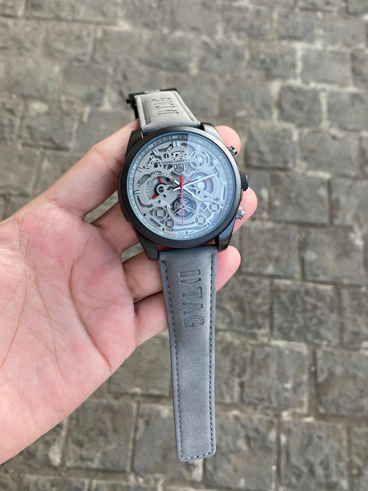 CR7 Leather Belt Black Dial Grey Belt Chronographic Watch